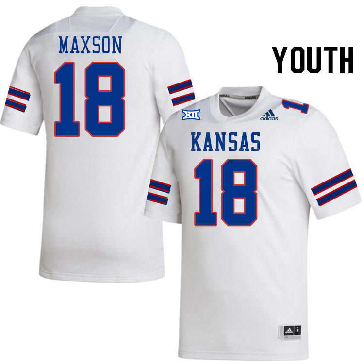 Youth #18 Damani Maxson Kansas Jayhawks College Football Jerseys Stitched Sale-White